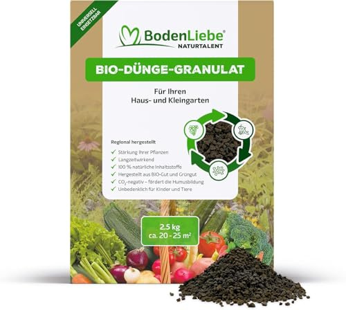 BodenLiebe Bio Pflanzendünger Granulat 2,5 kg Langzeitdünger | Universal Langzeitdünger für Obst, Gemüse, Blumen & Kräuter, 100% natürlich, chemiefrei, regional hergestellt