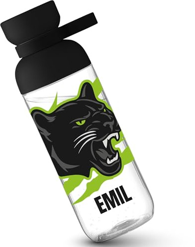 Kinder Trinkflasche Mepal Flasche - Panther Krallenspuren mit Name - Einschulung Schulkind Geschenk personalisiert - 500 ml - Schwarz