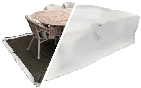 HOME It Garden Gartenmöbel-Abdeckung 235x180x95 cm – 600D Oxford PVC-beschichtet, wasserdicht, UV-Schutz, 2 Belüftungen, Reißverschluss & Kordelzug, sand