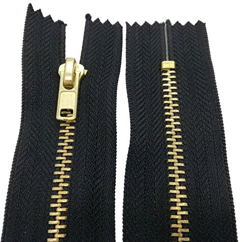 Starlet24® Reißverschluss Metall 4 mm Zipper nicht teilbar, Reißverschlüsse Metall-Zähne für Jeans Leder Geldbörsen Hosen Taschen - Schwarz 25 cm