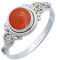mantraroma Ring 925 Silber Damen Karneol Edelstein orange ausgefallen verspielt (MRG-065-16-(48))