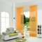 855892- ORANGE 2er-Pack Schiebepanel, Schiebegardine, Flächenvorhang Uni mit Klettband incl. Paneelwagen HxB 245x60 cm