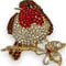 Brooch Boutique Broche rouge-gorge en cristal plaqué or à offrir pour Noël avec écrin cadeau