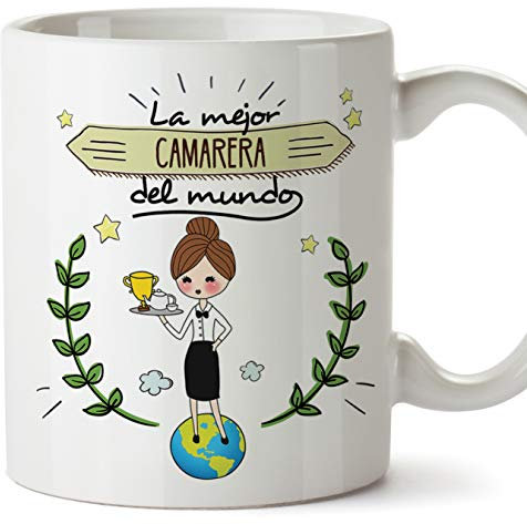 Camarera Tazas Originales de café y Desayuno para Regalar a Trabajadores Profesionales - La Mejor Camarera del Mundo - Cerámica 350 ml