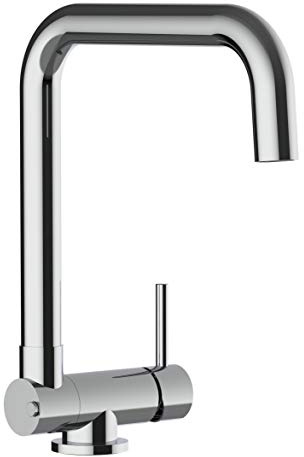 Unterfenster Küchenarmatur Wasserhahn Küchenmischer mit schwenkbarem Auslauf - Gesamthöhe abgeschwenkt nur 45mm // Auslauf drehbar 360° - Chrom