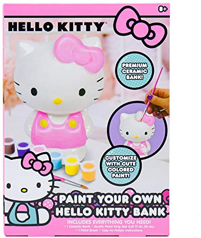 Horizon Group USA Hello Kitty Paint Your Own Piggy Bank, DIY Coin Bank for Kids, Multicolor