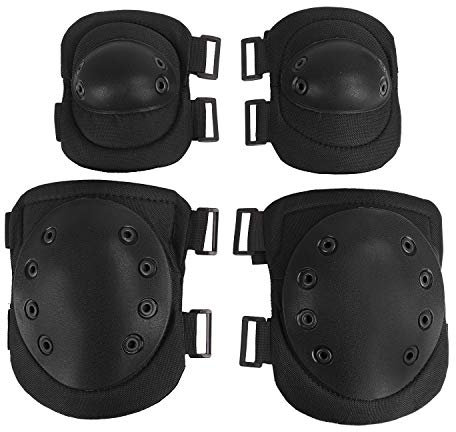 JIAHG Set de Protection Pour Genoux et Coudes Adulte Coussinets de Protection Tactiques Antichoc Set de Genouillère Coudière pour Cyclisme Patinage Planche à Roulettes CS Sport en plein air