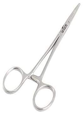Comdent - Pince hémostatique anti-moustique, 12,5 cm, droite/incurvée, en acier inoxydable pour chien, chat, animal domestique, ciseaux de pêche (droite 12,5 cm)