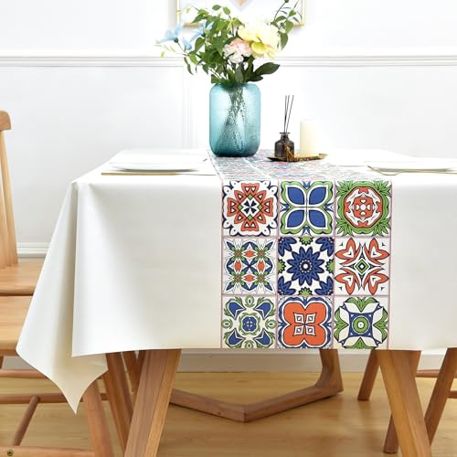 Yofori Plastic Table Cloth Wipe Clean, 137x137cm, Square, Flowers-3 | Wipeable Tablecloth PVC Waterproof Table Cover for Kitchen Dining Outdoor