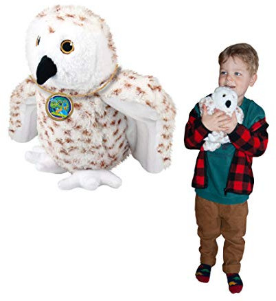 EcoBuddiez - Harfang des Neiges de Deluxebase. Peluche Douce Moyenne de 20cm Faite de Bouteilles en Plastique Recyclées. Cadeau Calin écolo pour Enfants et Animal Doux et Mignon pour Bambins.