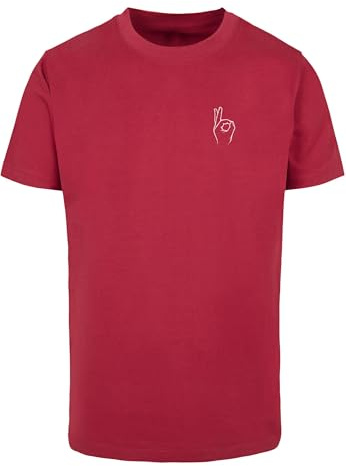 Mister Tee Herren T-Shirt Easy Sign Tee, Graphic T-Shirt für Männer, Print T-Shirt, Streetwear, Burgundy, XS