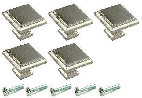 BRESKO 5 Stk. Möbelknopf Knauf rund Knopf Griff für Schublade Kommode nickel silber