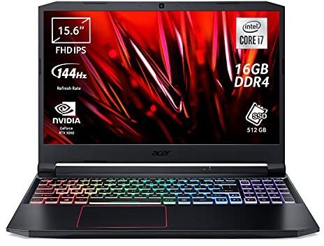 Acer Nitro 5 AN515-55-75NB Notebook Gaming, procesador Intel Core i7-10750H, RAM 16 GB DDR4, 512 GB PCIe NVMe SSD, pantalla 15.6 FHD IPS 144 Hz LED LCD, NVIDIA GeForce RTX 3060 6 GB, Windows 10 Home