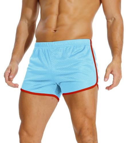 AIMPACT Sport Shorts Herren 3 Inch Turnhose Herren Kurz Mesh Atmungsaktiv Bodybuilding Shorts Fitness Training Sporthose (Blau-M)