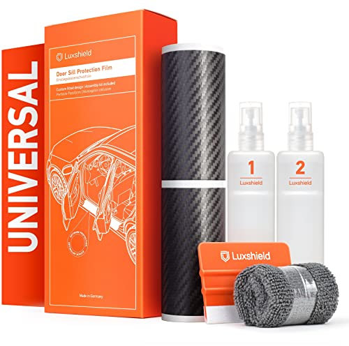 Luxshield Einstiegsleisten Schutz für Auto - Universal Größe S im 4er Set - Schutzfolie Autotür Zubehör Zierleisten Lackschutzfolie Carbon Schwarz