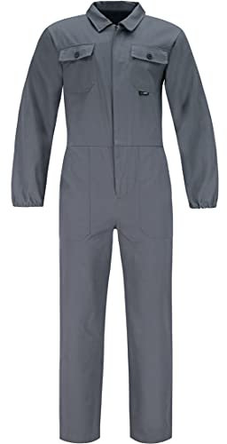BWOLF ANAX Arbeitsoverall Herren Overall Herren Arbeitskleidung 100% Baumwolle Arbeitsoveralls mit 5 Taschen (Grau, L)