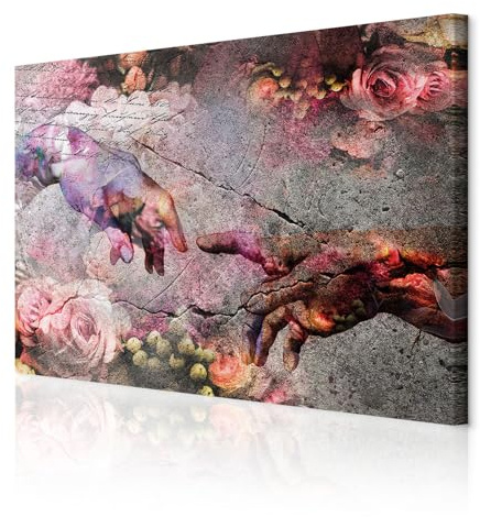 decomonkey Bilder Michelangelo Die Erschaffung Adams 60x40 cm 1 Teilig Bunt | Strukturleinwand, Holzkeilrahmen, Leinwandbilder, Bild auf Leinwand, Wandbild, Kunstdruck, Wanddeko, Wohnzimmer, Hände