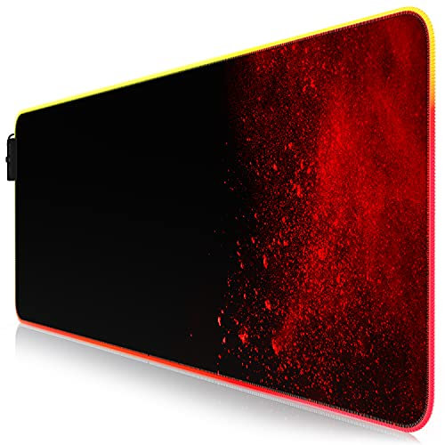 CSL - RGB Gaming Mauspad - LED Schreibtischunterlage - 800x300 mm - XXL Mousepad - LED Multi Color - 11 Beleuchtungs-Modi - 7 LED Farben Plus 4 Effektmodi - abwaschbar - Blood