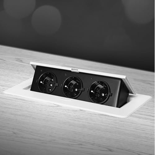 Versenkbare Einbausteckdose 3er, Aluminium Spritzguss, Softöffnung