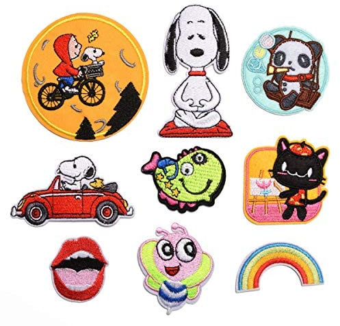 SJYS Snoopy-Aufnäher zum Aufbügeln oder Aufnähen, für Kinder, zum Basteln, Jeans, Kleidung, Jacke, Rucksack, Schal, 9 Stück