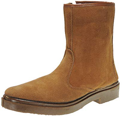 Calzados Romero VALLERA 399: Bota Serraje Media Caña para Campo Granja Trabajo Cremallera Labores Agrícolas Forro Lana Invierno Hombre. Arena Talla 42