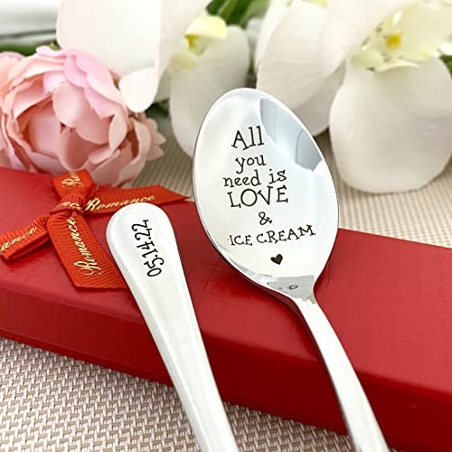Löffel für Eis – personalisierter Text – Edelstahl personalisiertes Geschenk – Custom Löffel – Eislöffel – Süßer Löffel Geschenk