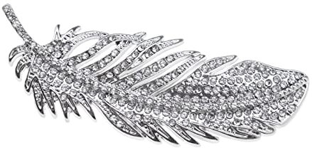 EMSea Broche en forme de plume avec strass - Tendance - Pour femme - Pour chapeau, sac, mariage, anniversaire, robe élégante