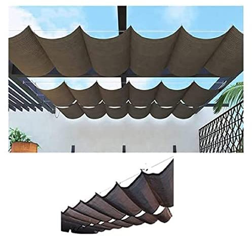 LIJINBO Sun Shade Sail, 2022 Retractable Wave Canopy Cover, Sun Protection Permeable Awning, Outdoor Curtain For Deck Roof Carport, Custom Size (Color : Brown, Size : 0.8x4m)