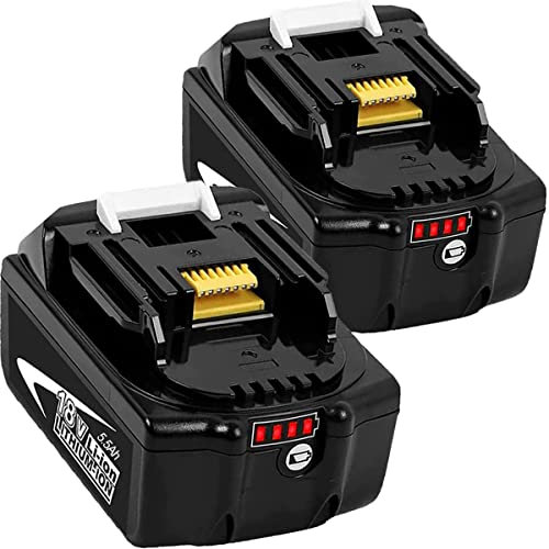 2Packs 5.5Ah 18V Battery for BL1860 5500mAh Replacement Battery for Makita BL1860 BL1850 BL1840 BL1830 LXT-400 for 18V Job Site Radio DMR108 DMR110 DMR107 DMR112 DMR104 DMR106 DMR115 DMR202