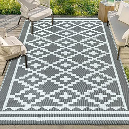 Capslpad Tappeto da esterno da 120 x 180 cm, reversibile, impermeabile, per camper, campeggio, in plastica riciclata, coperta da picnic per patio, terrazza, camper, cortile, terrazza, barbecue,