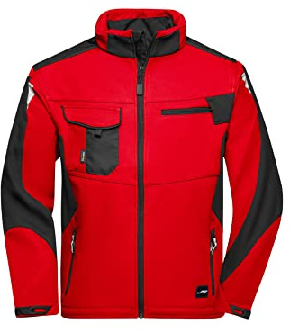 James & Nicholson Workwear Softshell Jacke - Funktionelle Arbeitsjacke für die Übergangszeit | Farbe: red/black | Grösse: XL
