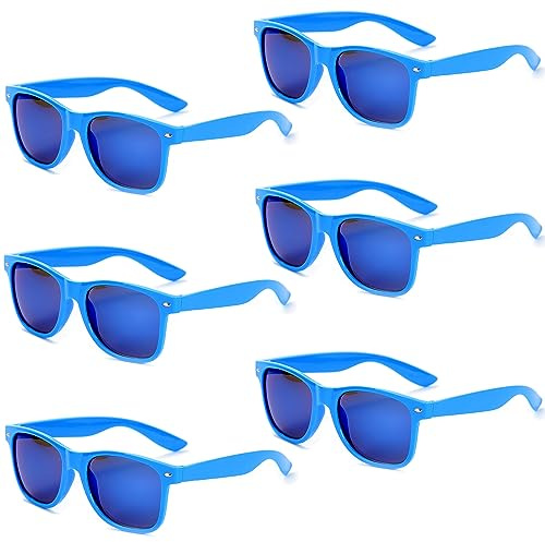 Unning 6 Stücke Neon Sonnenbrille Set Herren Unisex Bunte Sonnenbrillen Coole Retro Lustige Brillen Party für Herren Damen