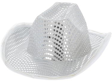 Smiffys LED-beleuchteter Pailletten-Cowgirl-Hut, Silber