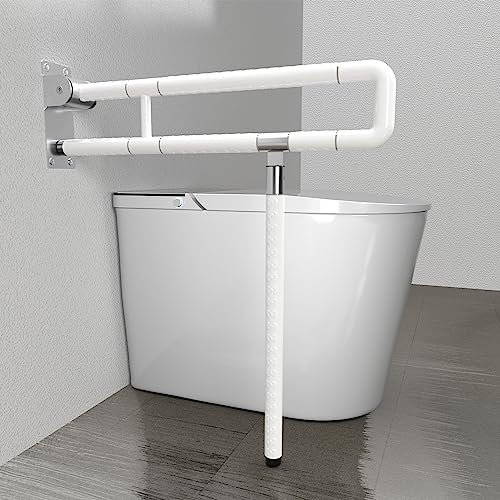 Herrselsam Maniglia di supporto da parete per WC, 60 cm, antiscivolo, supporto pieghevole, per WC, montaggio a parete, portata fino a 200 kg (1 pezzo)