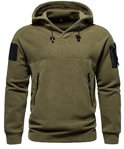 Cadeau Homme Capuche Hiver Pull Sweat Capuche Manches Longues Sportswear Sweat Tee Shirt Travail Hoody sous Pull Homme,Vert Armée XXL
