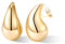 Gold Drop Clip On Earrings Dupes Teardrop Chunky Non Pierced Earring 14K Real Gold Plated Hypoallergenic Lightweight Earrings for Women and Girl（Gold and Silver）