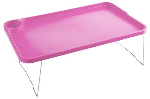 Obelunrp Schoßschreibtisch, klappbarer Laptop -Betttisch mit Tassenhalter und Kartensteckplatz, einfaches Laptop -Tablett, tragbares Bett Frühstücksschale für Studenten Schlafsofa (Pink)