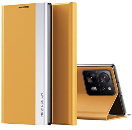 FMPCUON Funda para Honor 90 Lite, PU Cuero Flip Carcasa Case Flip Cover con Stent, para Compatible con Honor 90 Lite Carcasa del teléfono móvil para Honor 90 Lite, Amarillo