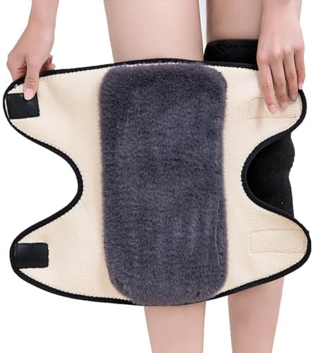 Thermal Fleece Leg Warmer Furry Thick Leg Knee Braces Warmer Adjustable Compression Knee Pad Legging Stockings Winter Warm Leg Sleeves Knee Protector for Women Men Cycling, Arthritis Pain Relief