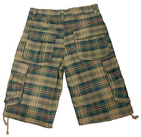 Dinnesis Cargo Shorts Herren Fit Multi-Pocket Casual Plaid Beach Short Leichte Cargo Work Outdoor Baumwolle Sportshorts 96 Sporthose (Khaki, 30)