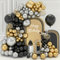 Luftballons Girlande Schwarz Gold Silber, Ballon Girlande mit Ballons Schwarz Gold und Silber, für Geburtstagsdeko Mann Frauen, Abschlussfeier, Jubiläum, Ruhestand, Neujahr Party Deko, Hochzeit