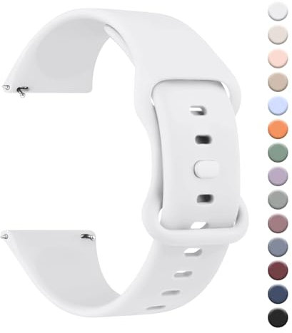 Mugust Correa para 22mm Reloj Inteligente Smartwatch,Liberación Rápida de Silicona Sport Suave Pulseras de Repuesto para 22mm Reloj para Hombre y Mujer(Blanco)
