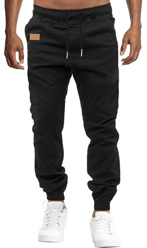 VMSUCIJ Herren Hose Chino Cargo Hose Jogginghose Baumwolle Casual Jogger Männer Modern Sport Jogginghosen für Herren Sweatpants mit elastischem Bund und Kordelzug und Taschen,Schwarz 01,L