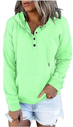 Retourenkauf Angebote, Oversize Pullover Damen, Kapuzenpullover Damen Knopfleiste Hoodie Pullover Langarm Herbst Winter Sweatshirt Oberteil Pulli, Weißer Hoodie Damen