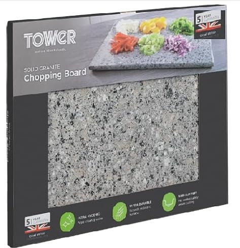 New Quality Solid Granite Chopping Board - Light Grey with Non Slip Feet