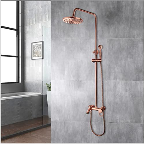 KCUZO Juego de Ducha de baño Cabeza de Ducha de Lluvia Rosa Rosa Rosa Ducha de Ducha de baño con Plato de baño con Grifo de Ducha Manual
