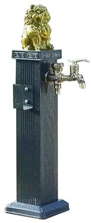 Columna vertical de latón para fuente de jardín con soporte de manguera para riego al aire libre, lavado de coche, riego gris (69 cm)