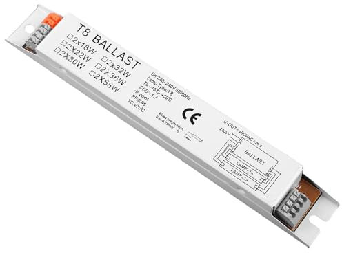Sarini Balastro Electrónico para Lámpara Fluorescente T8 220-240V AC 2x18W Amplio Voltaje