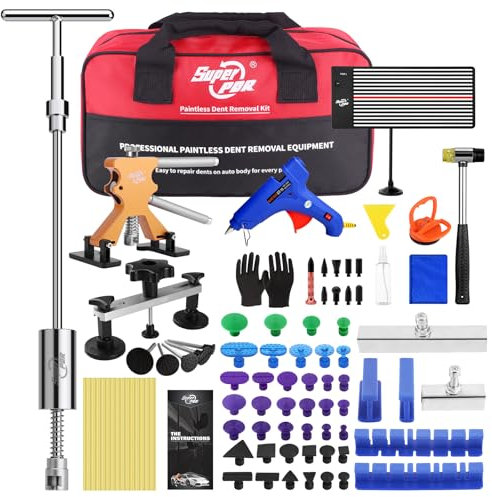 PDR TOOLS Dellen Reparaturset,Auto Dellen Reparatur Ausbeulwerkzeug Set mit USB-LED-Brett, 2 in 1 Gleithammer Dent Abzieher et al, Für Schäden durch große kleine Dellen,Knicke,Hagelschäden