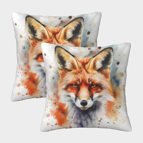 LWXEEOAVE Jungle Fox Kissenbezug 2er Set Kissenbezüge Wohnzimmer Kissenhülle Couchkissen Waschbar Kopfkissenbezug Für Sofa Stuhl Bett Garten Zierkissen 40x40cm